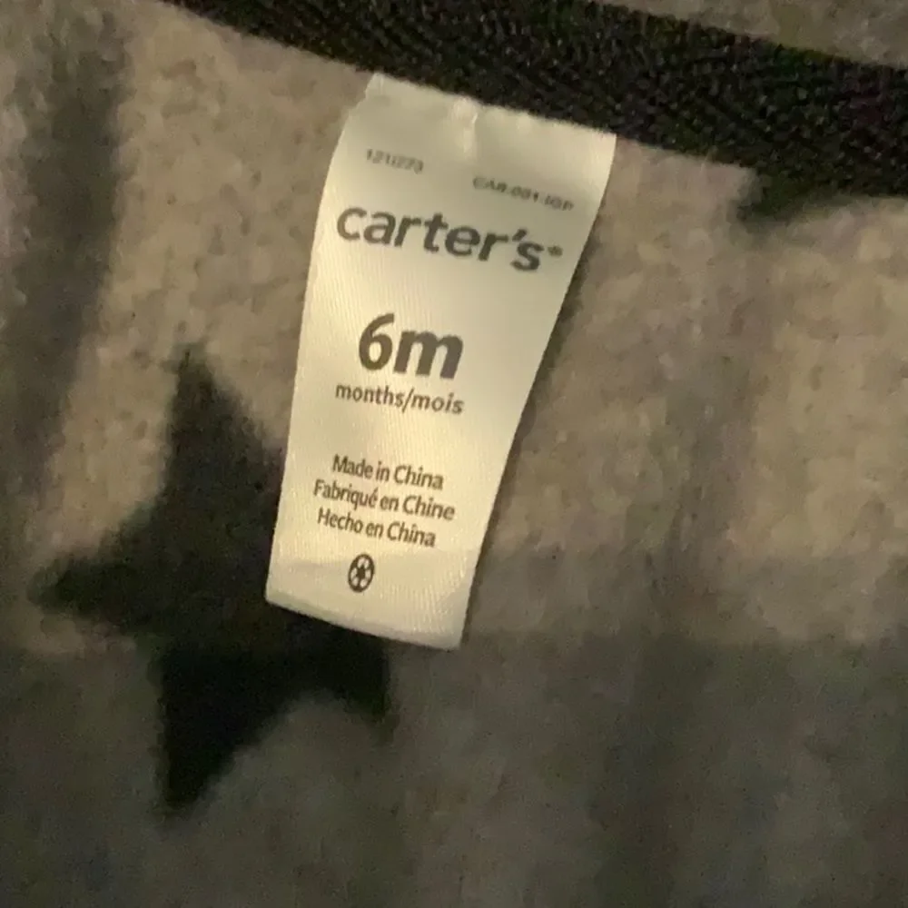 Carter Gray Vest with Black Stars, Size‎ 6 months, Unisex Vest for Infants